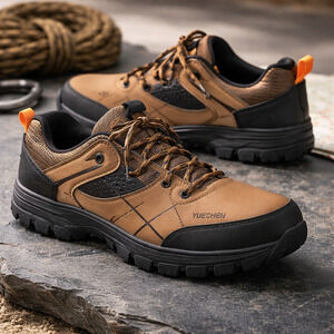 Yuechen Mens Walking Hiking Shoes Size 9.5 Tan